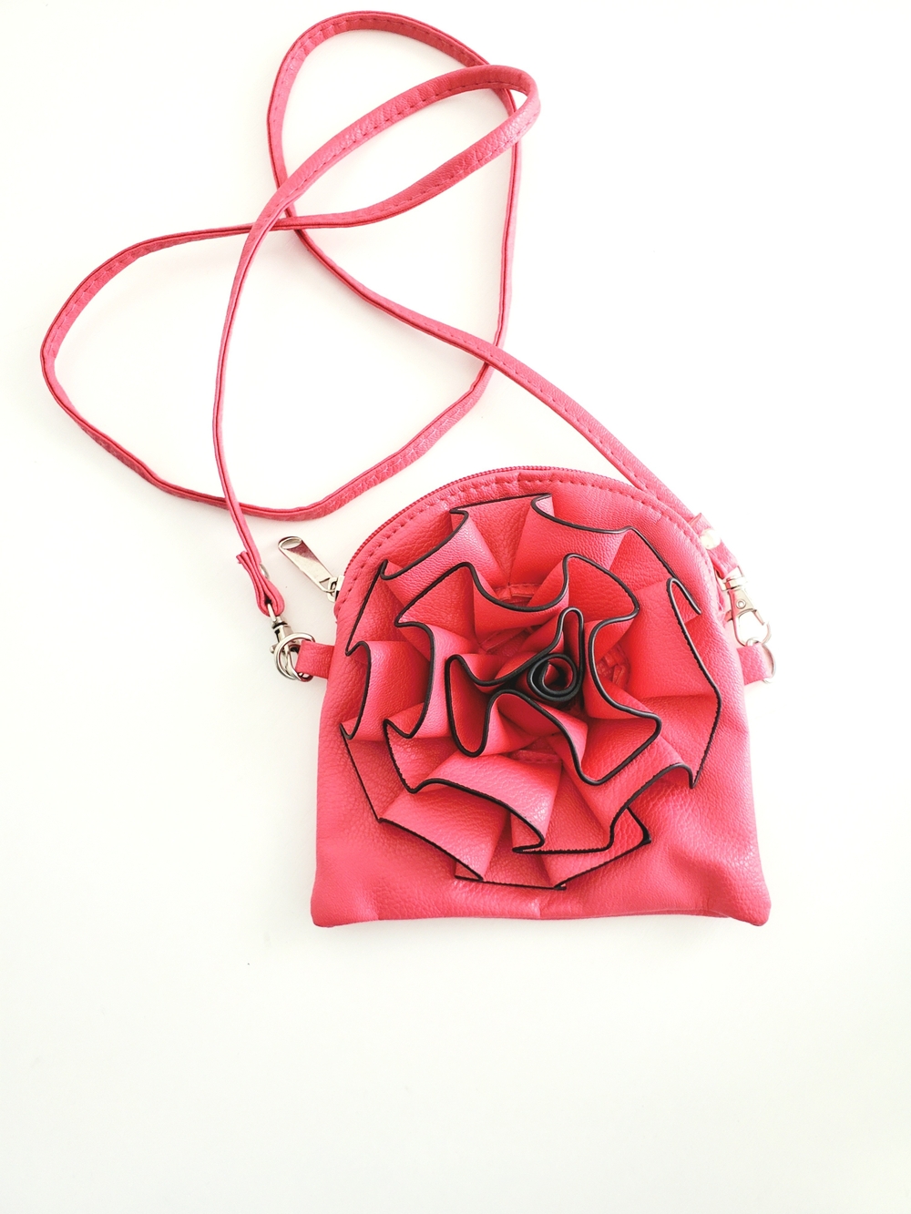 Floral Accent Crossbody Bag - Pink